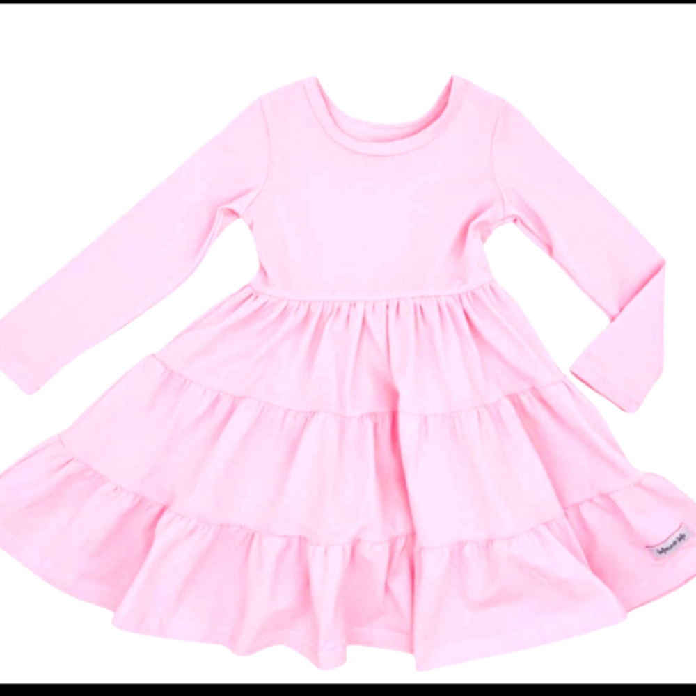 NWT Size 2T Pink Long Sleeve Tiered Dress